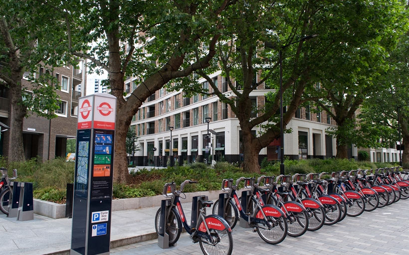Santander Hire Bikes at Walworth Square, Elephant & Castle