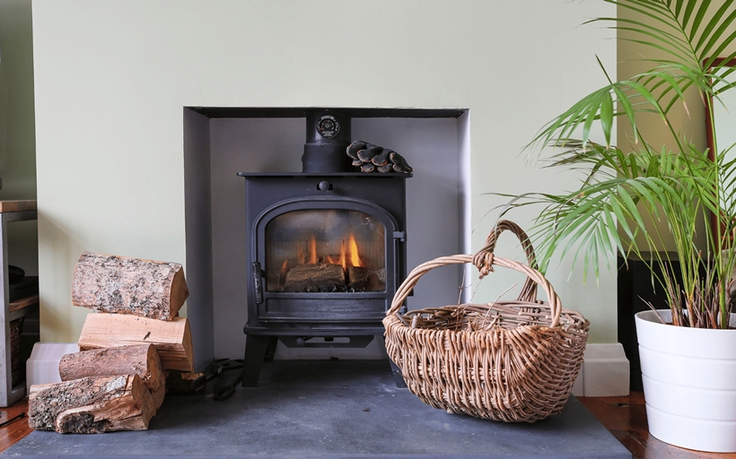 A wood burning stove