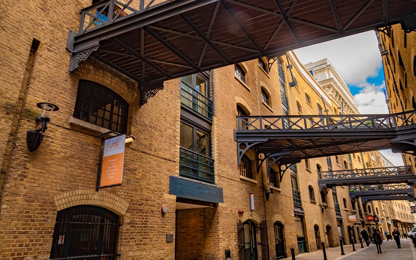 The distinctive overhead walkways at Butlers Wharf SE1
