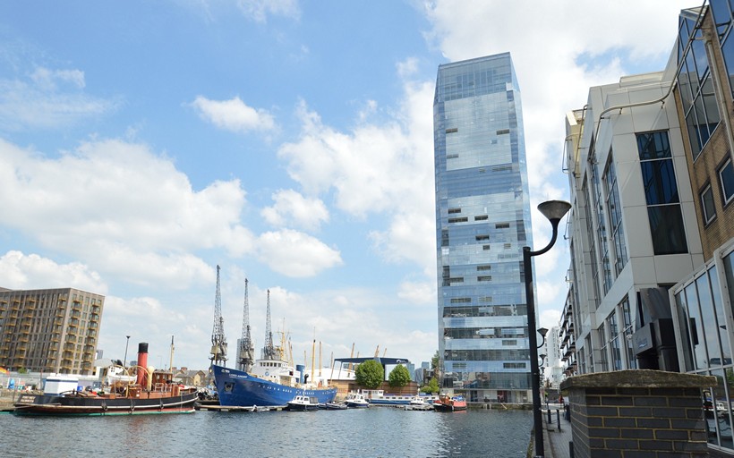 Dockside view toward Dollar Bay Canary Wharf E14