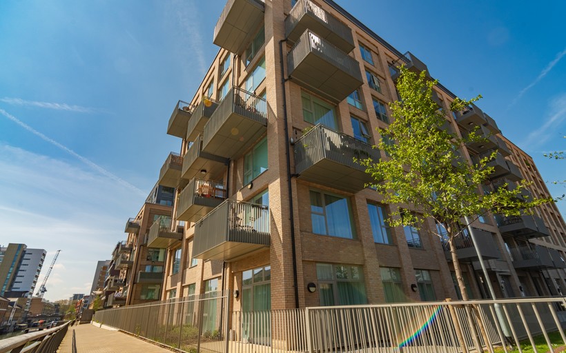 Canal side view of Explorers Wharf E14