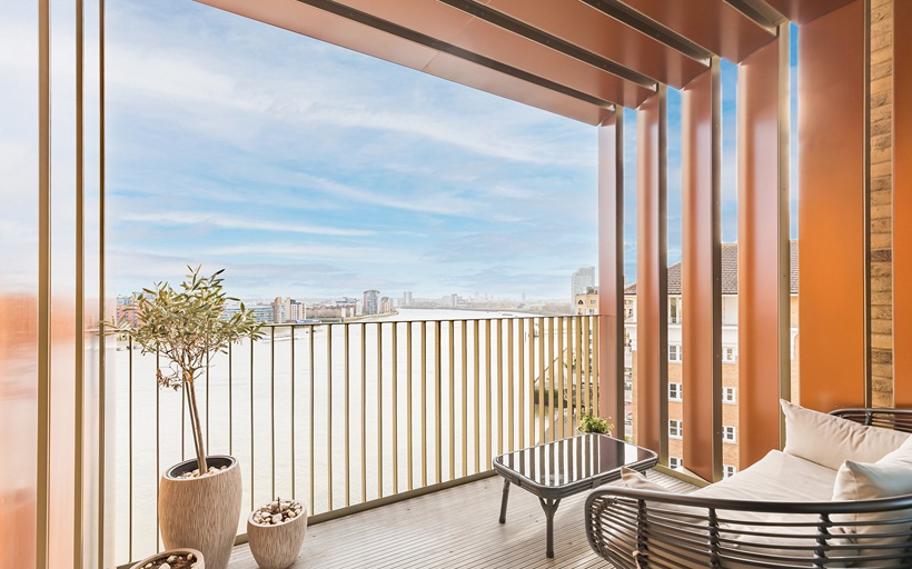 River views towards Greenwich from an Imperial Court apartment