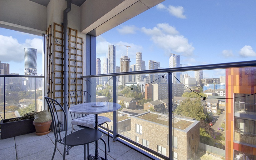 Balcony views from an apartment in Lotus House E14