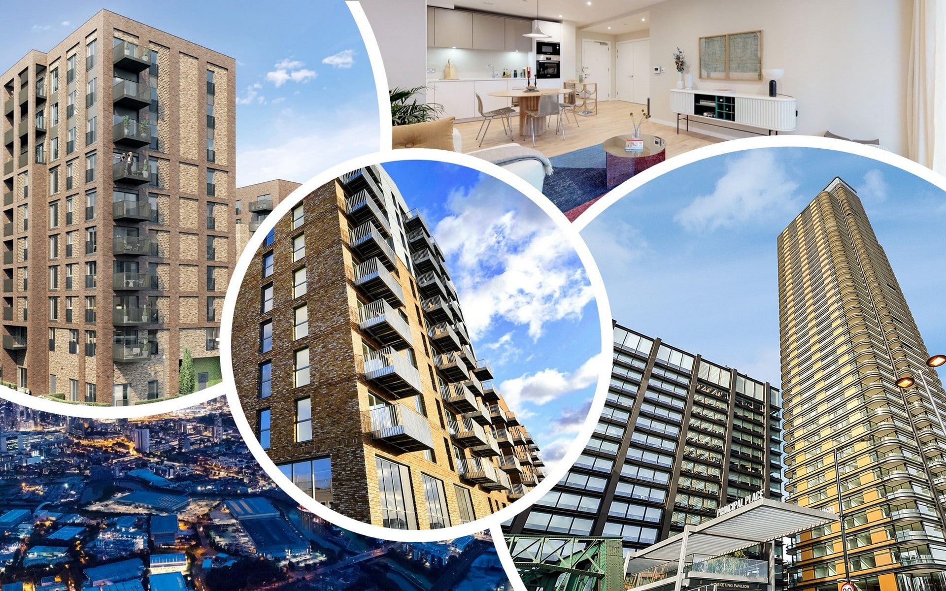 Montage of new property developments in London