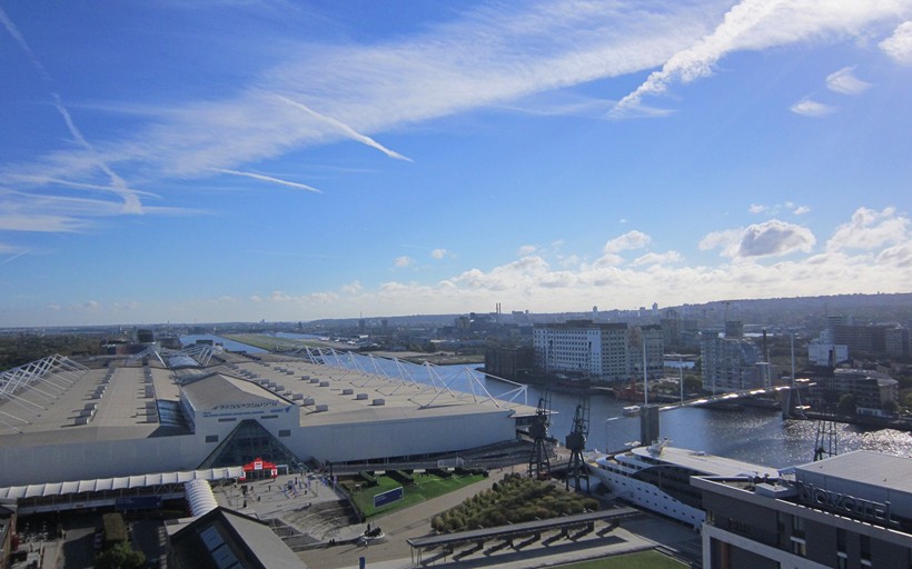 View from Royal Docks West across Royal Victoria Dock