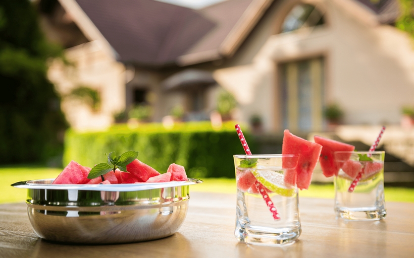 Summer drinks on the garden table