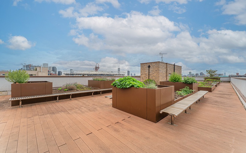 The Foundry E3 has communal roof terraces with excellent views