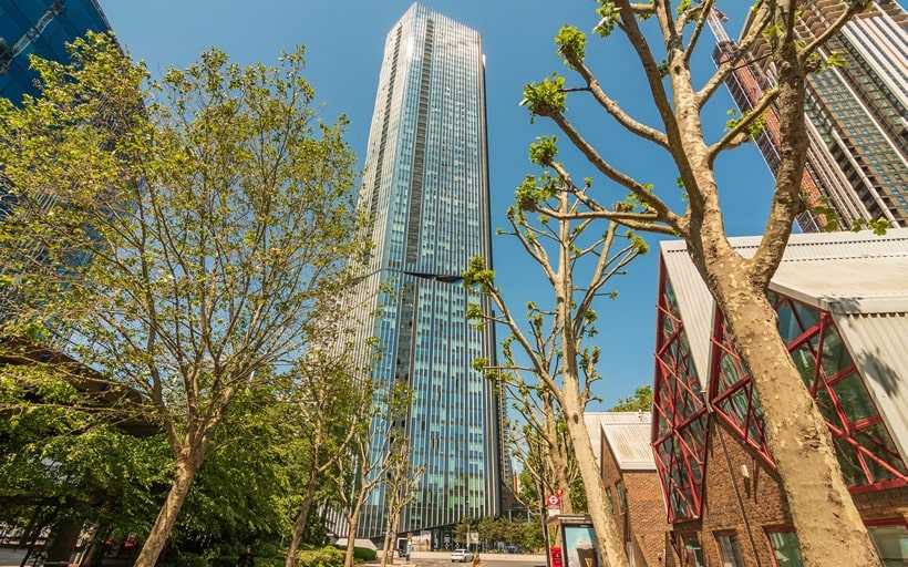 The Madison Amory Tower development of apartments in Canary Wharf